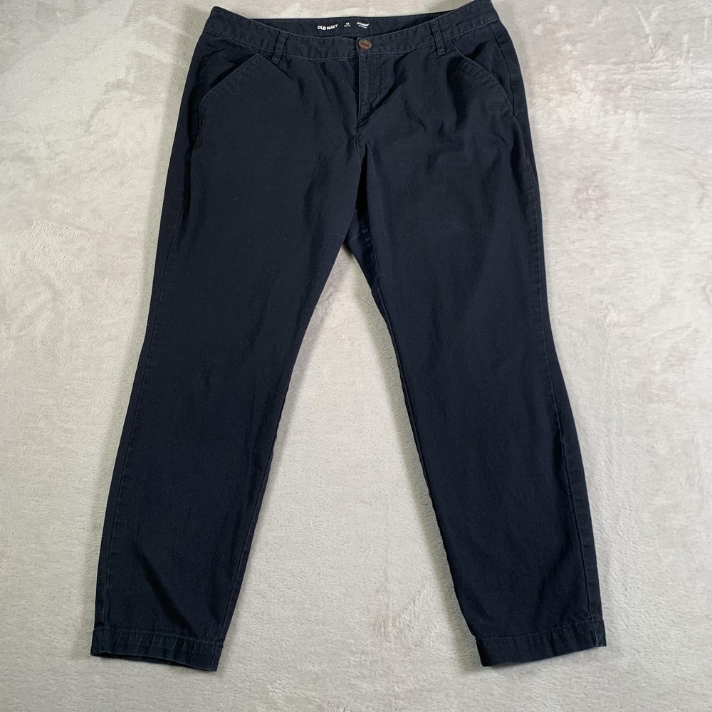 Old Navy Pants Womens 12 Petite Blue Skinny Stretch Chino Zip Fly Slacks Ankle